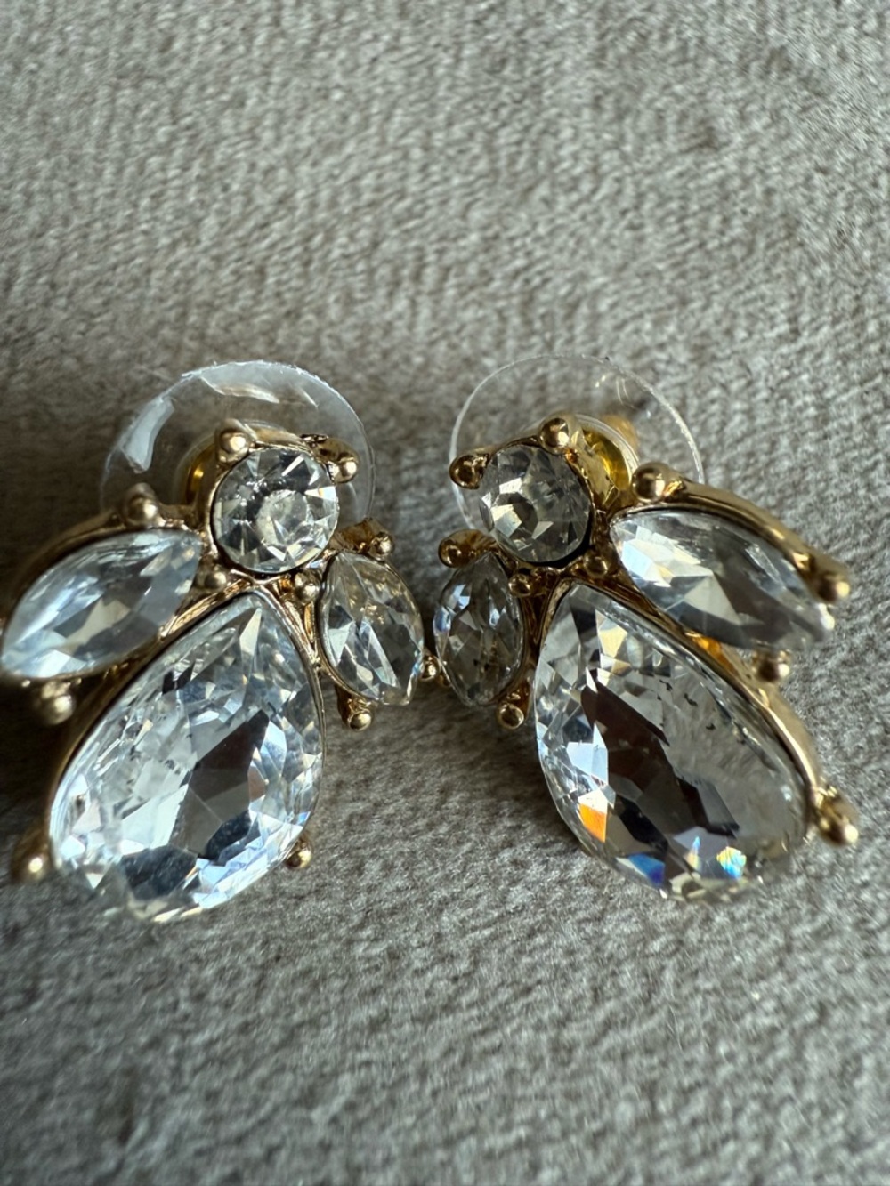 Dress Barn Clear Crystal Teardrop Gold-Tone Stud Earrings